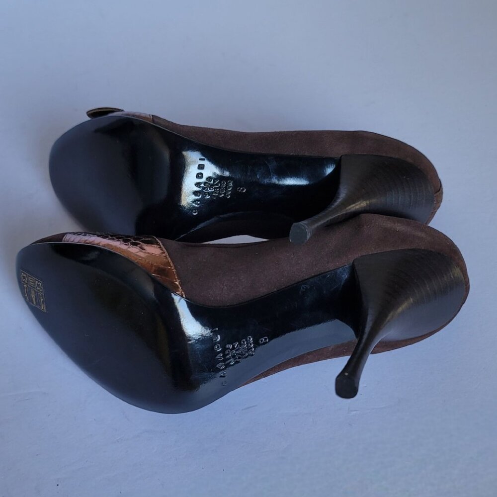 Casadei Suede Heels Pumps Embellished With Stones & Buckle Detail. Size 8 - Picture 9 of 12
